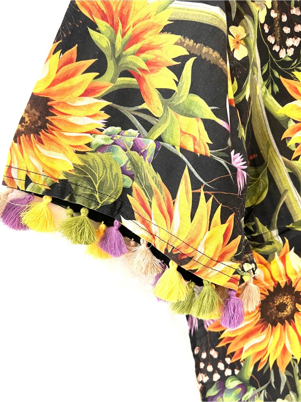 A Rare Bird Sunflower Print Open Front Kimono - Black & Yellow NWT size OS - Picture 6 of 8